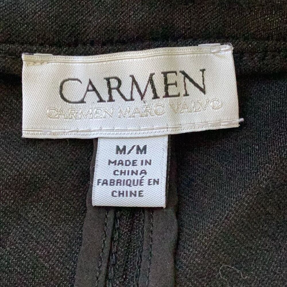 Carmen Marc Valvo Black Military Jacket Gold Buttons M Ponte Knit - Picture 8 of 10